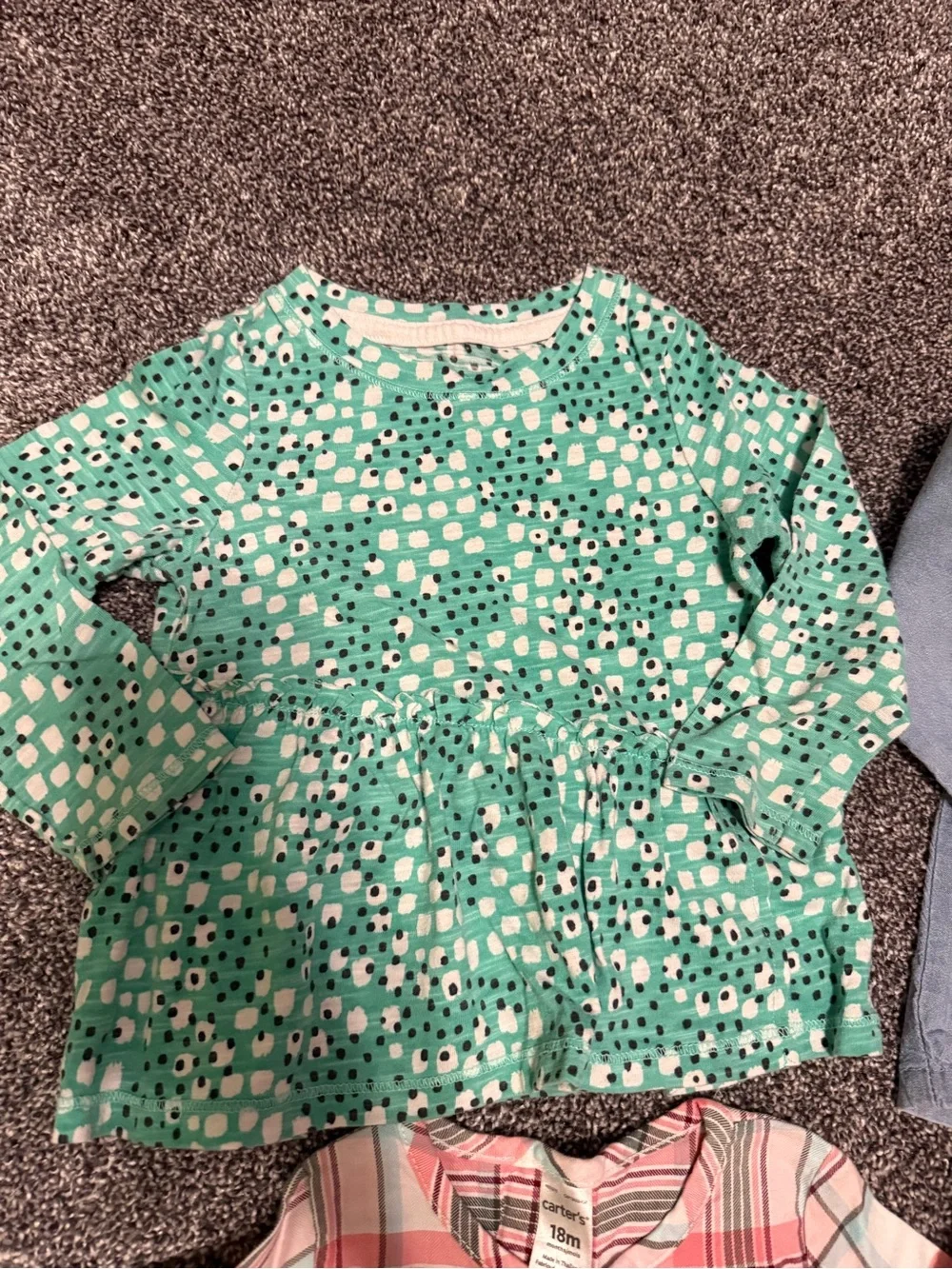 18 month girls long sleeve shirts chambray plaid Minnie deer